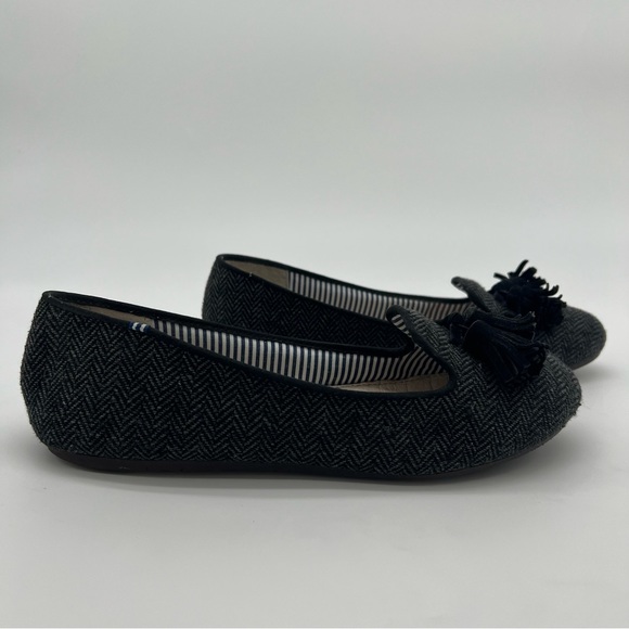 Charles Philip Shanghai Leather Tweed Herringbone Flats Black Tassel Size 7.5 - Picture 11 of 11